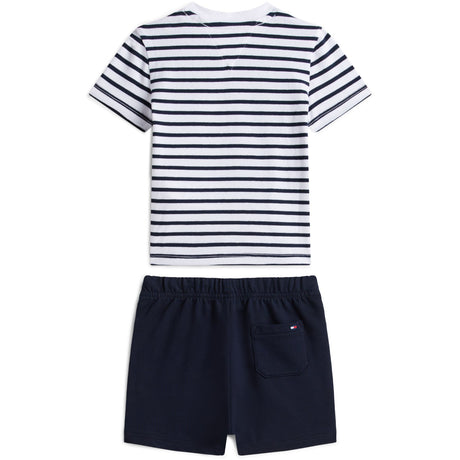 Tommy Hilfiger Dark Night Navy Essential Stripe Tee + Kort Sett