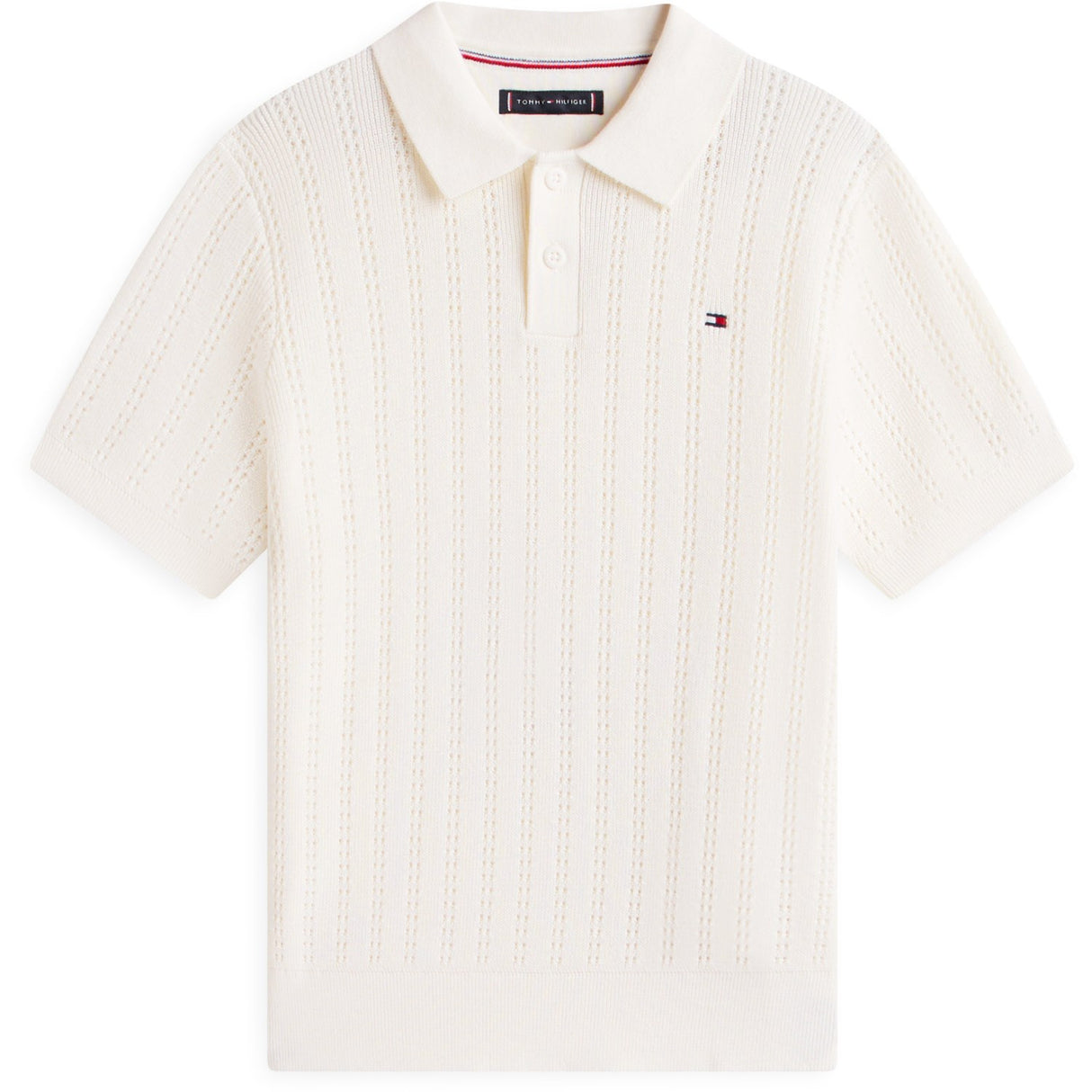 Tommy Hilfiger Ivory Silk Open Stitch Pikétröja Sweater Ss