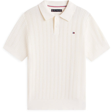 Tommy Hilfiger Ivory Silk Open Stitch Pikétröja Sweater Ss