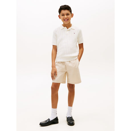 Tommy Hilfiger Ivory Silk Open Stitch Pikétröja Sweater Ss