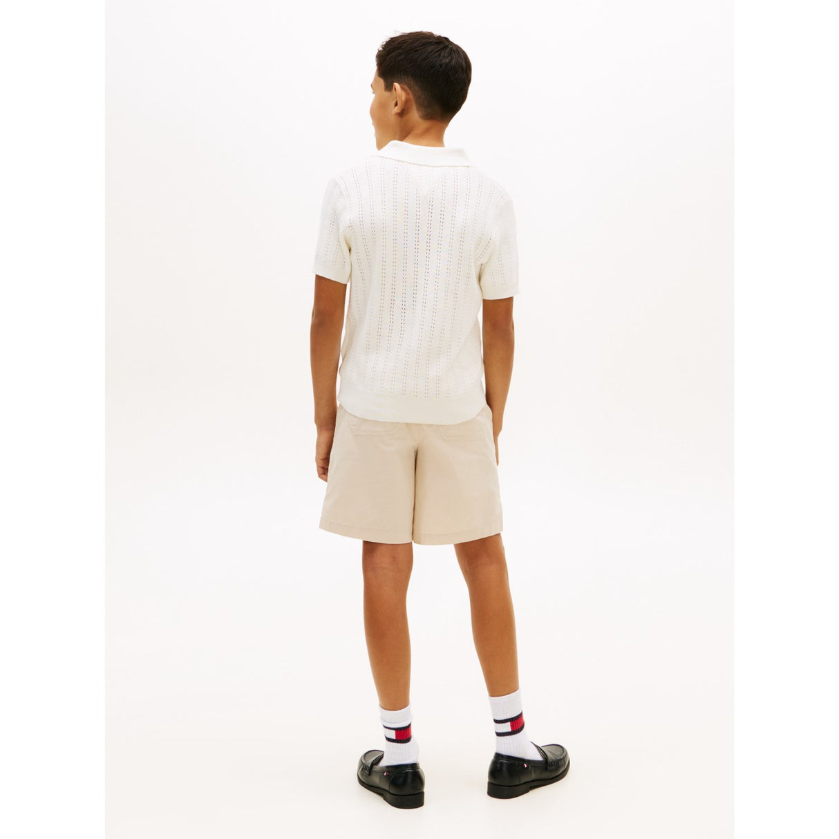 Tommy Hilfiger Ivory Silk Open Stitch Pikétröja Sweater Ss