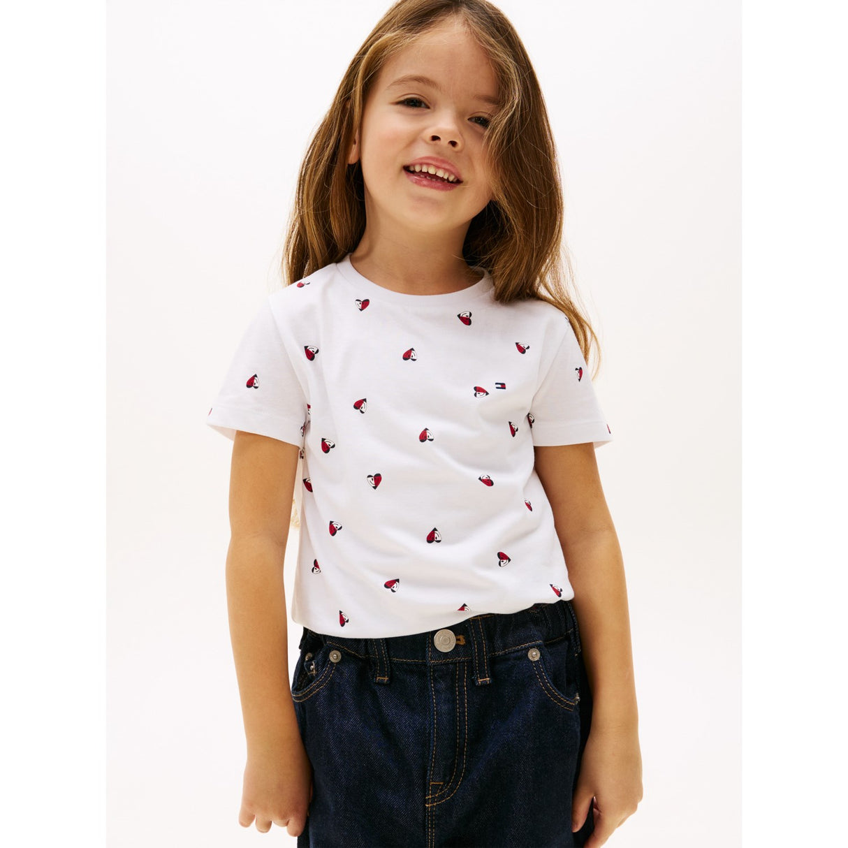 Tommy Hilfiger White Lg Aop Heart Tee Ss