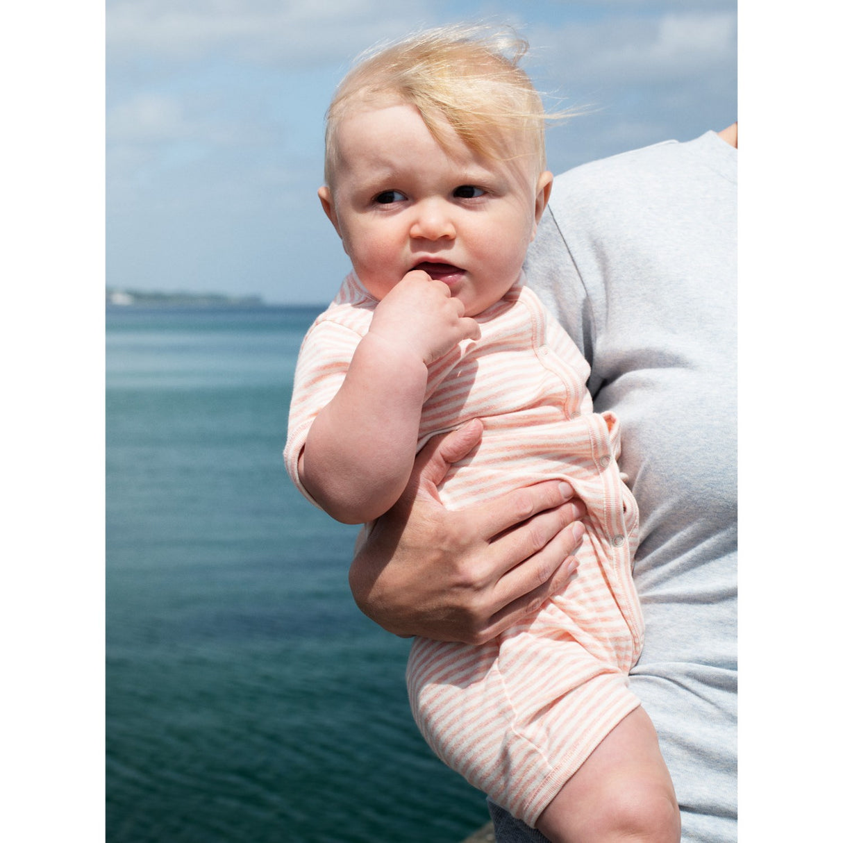 Serendipity Coral/Offwhite Baby Kort Dräkt Stripe