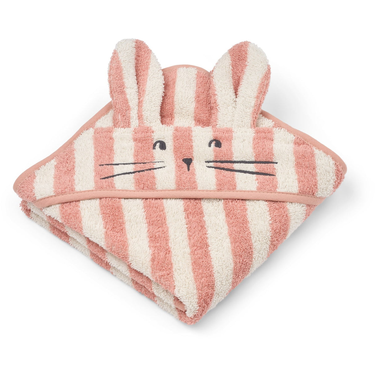 LIEWOOD Coral Blush / Creme De La Creme Stripe Albert Hooded Handduk