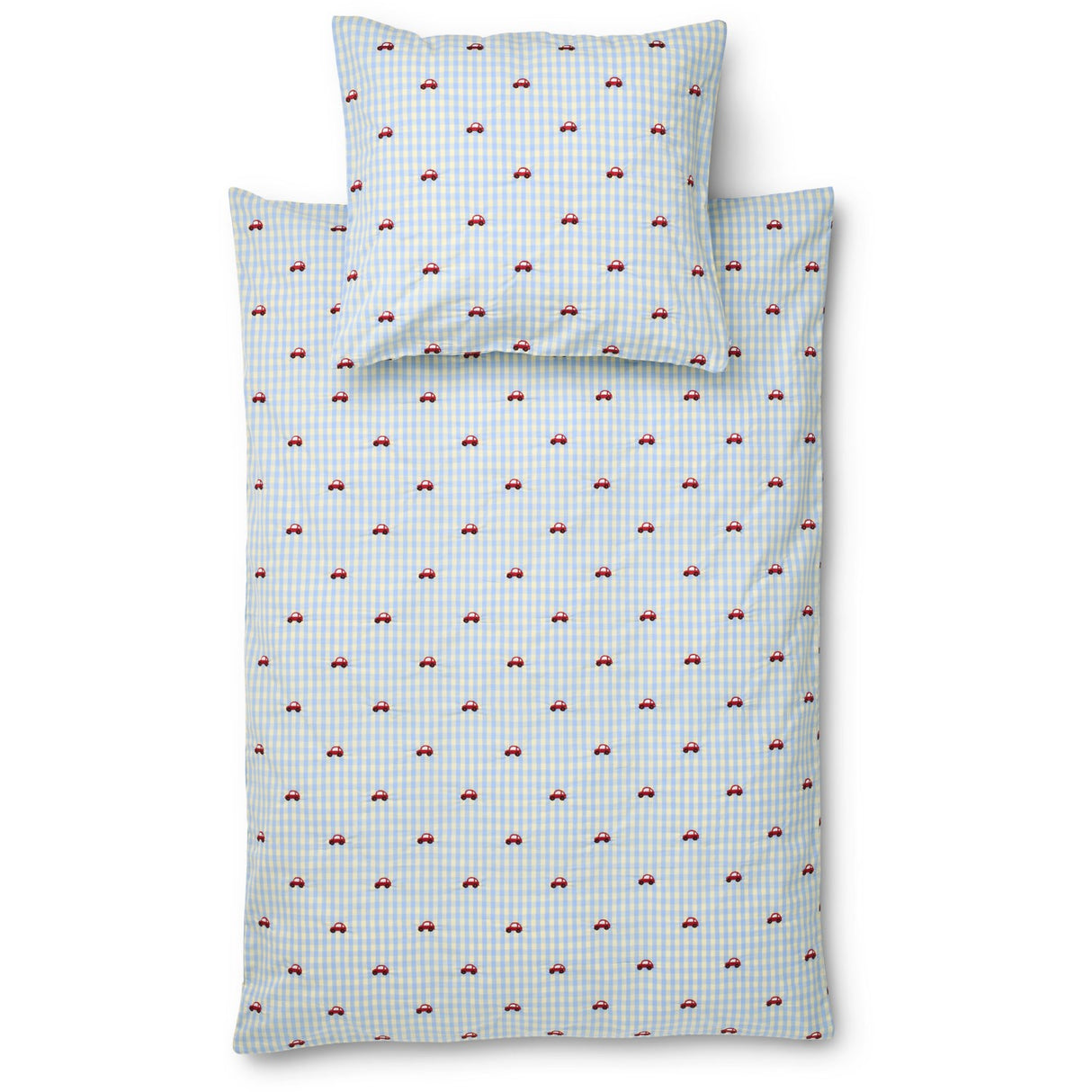 Flöss Blue Gingham Albert Täcke + Kudde