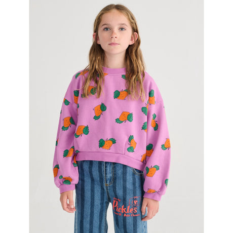 Bobo Choses Purple Tangerine All Över Cropped Sweatshirt