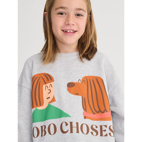 Bobo Choses Heather Grey Friends In A Pickle Sweatshirt