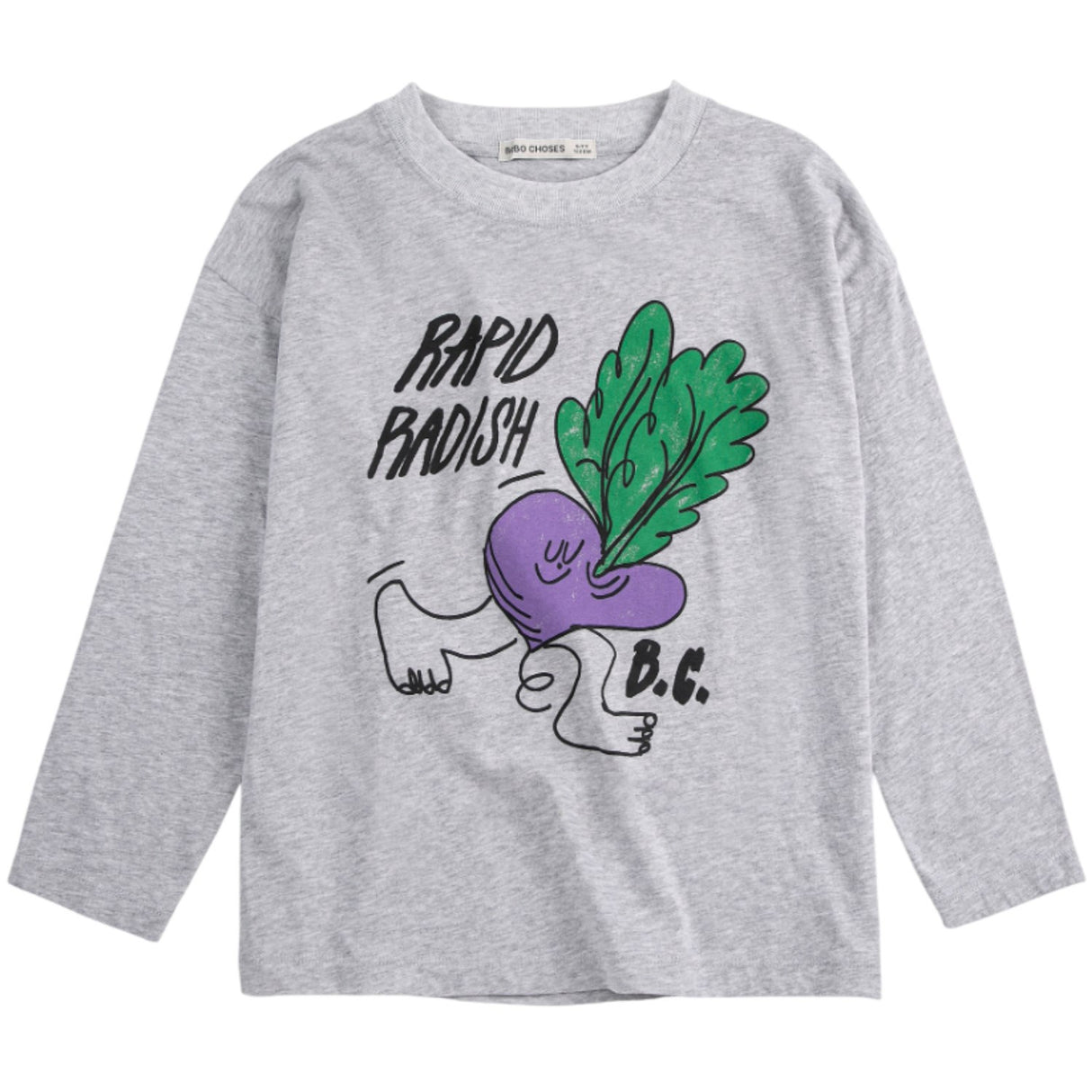 Bobo Choses Heather Grey Rapid Radish Long Sleeve T-Shirt