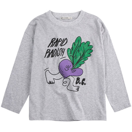 Bobo Choses Heather Grey Rapid Radish Long Sleeve T-Shirt