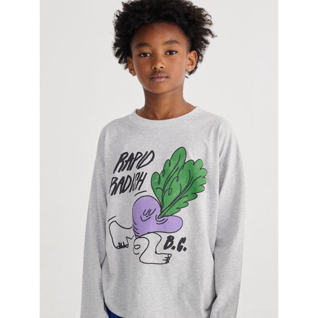 Bobo Choses Heather Grey Rapid Radish Long Sleeve T-Shirt