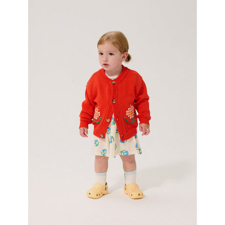 Bobo Choses Red Pixel Daisy Cardigan