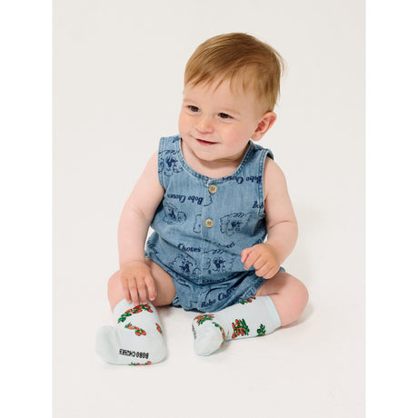 Bobo Choses Light Blue Pickles The Dog All Över Denim Playsuit