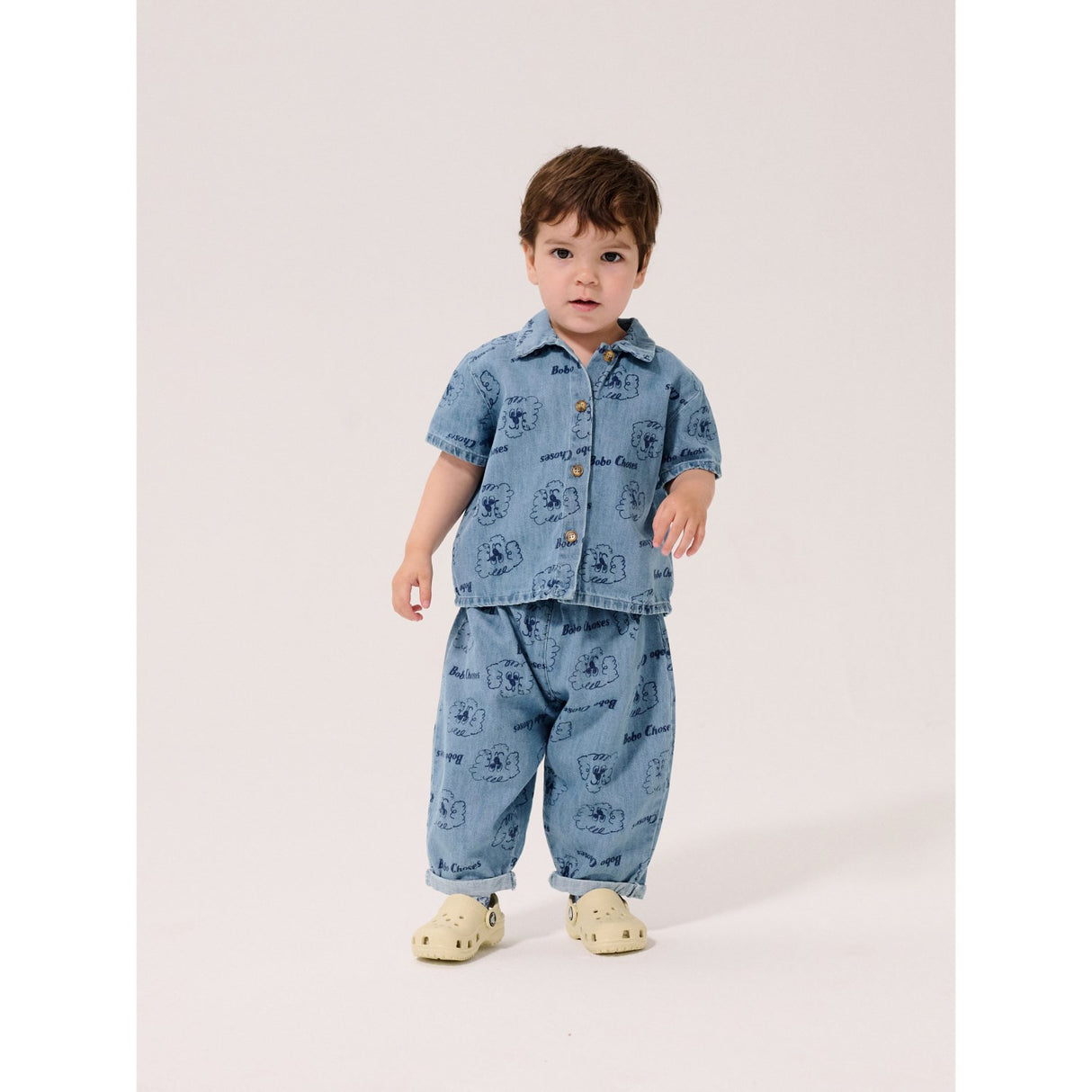 Bobo Choses Light Blue Pickles The Dog All Över Denim Skjorta