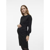 Mama;licious Black Mlnewanne L/S Abk Stickad Klänning A. Noos