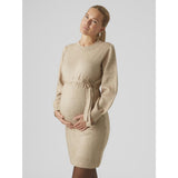 Mama;licious Natural Melange Mlnewanne L/S Abk Stickad Klänning A. Noos