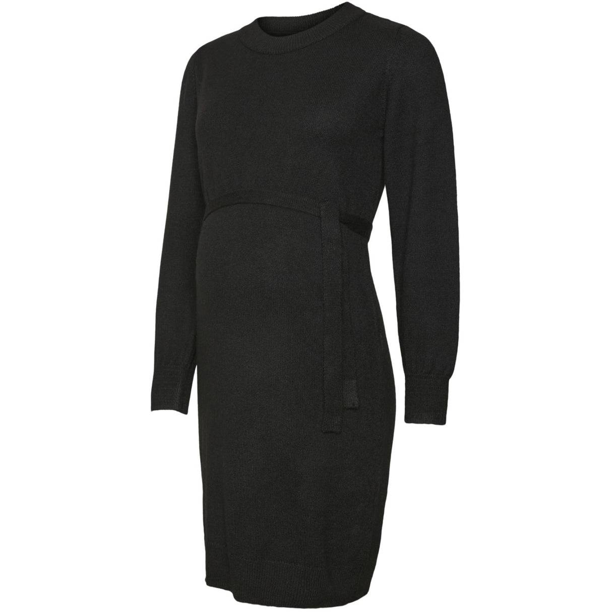Mama;licious Black Mlnewanne L/S Abk Stickad Klänning A. Noos