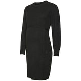 Mama;licious Black Mlnewanne L/S Abk Stickad Klänning A. Noos