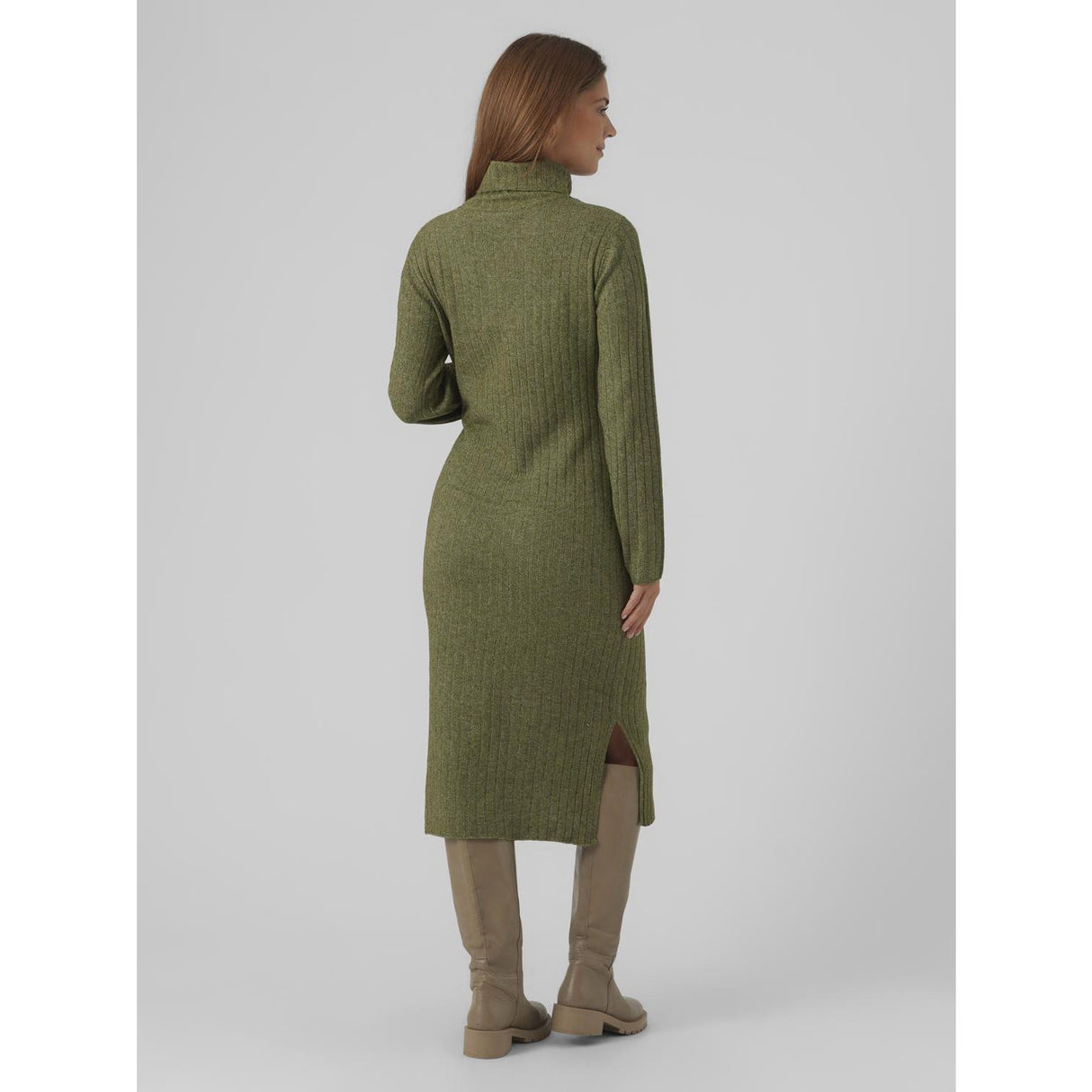 Mama;licious Winter Moss Melange Mlsuniva June Ls Stickad Midi Klänning 2F Noos