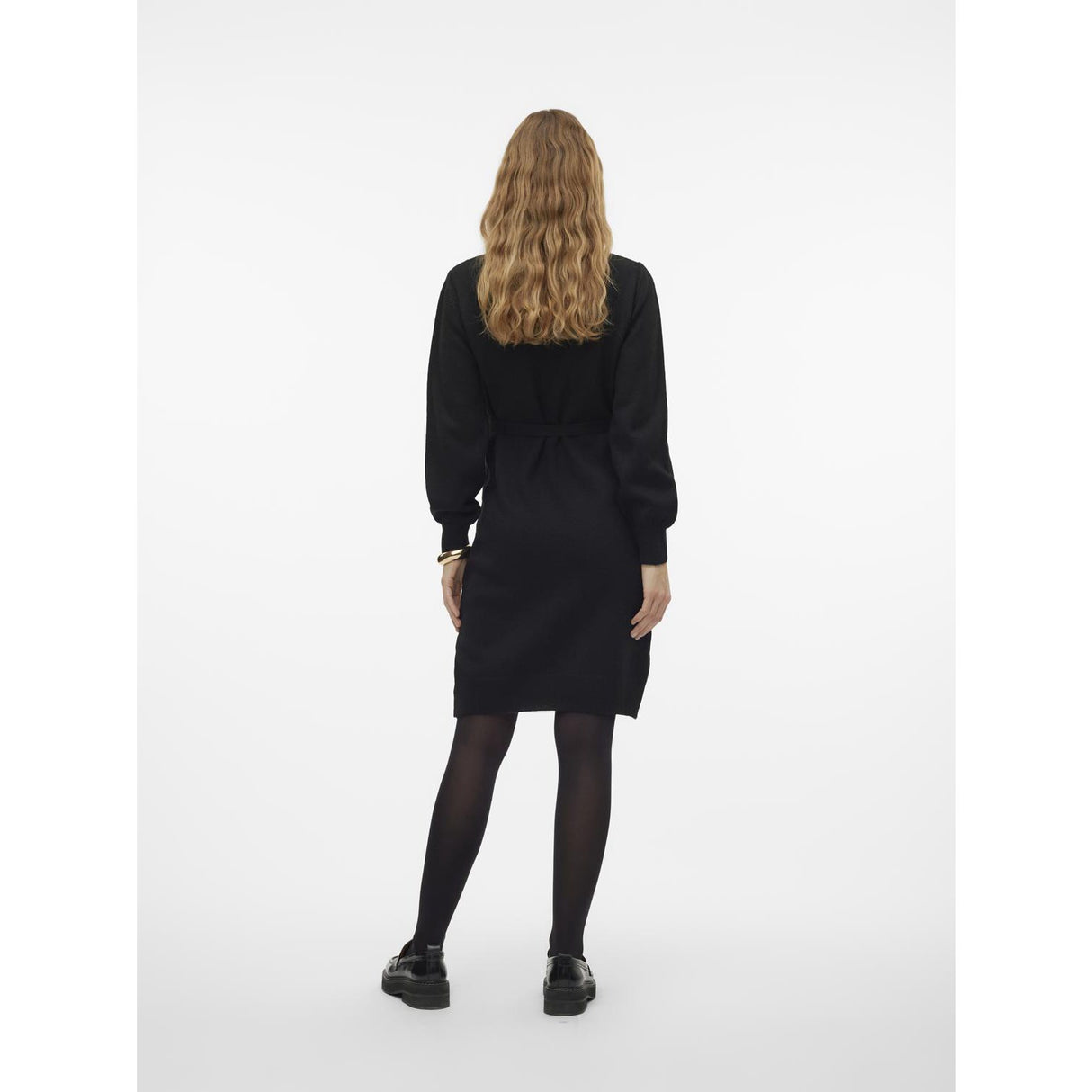 Mama;licious Black Mlnewanne L/S Abk Stickad Klänning A. Noos