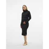 Mama;licious Black Mlsuniva June Ls Stickad Midi Klänning 2F Noos