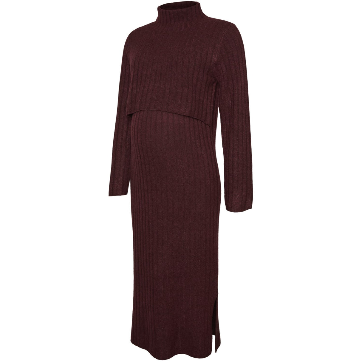 Mama;licious Windsor Wine Melange Mlsuniva June Ls Stickad Midi Klänning 2F Noos
