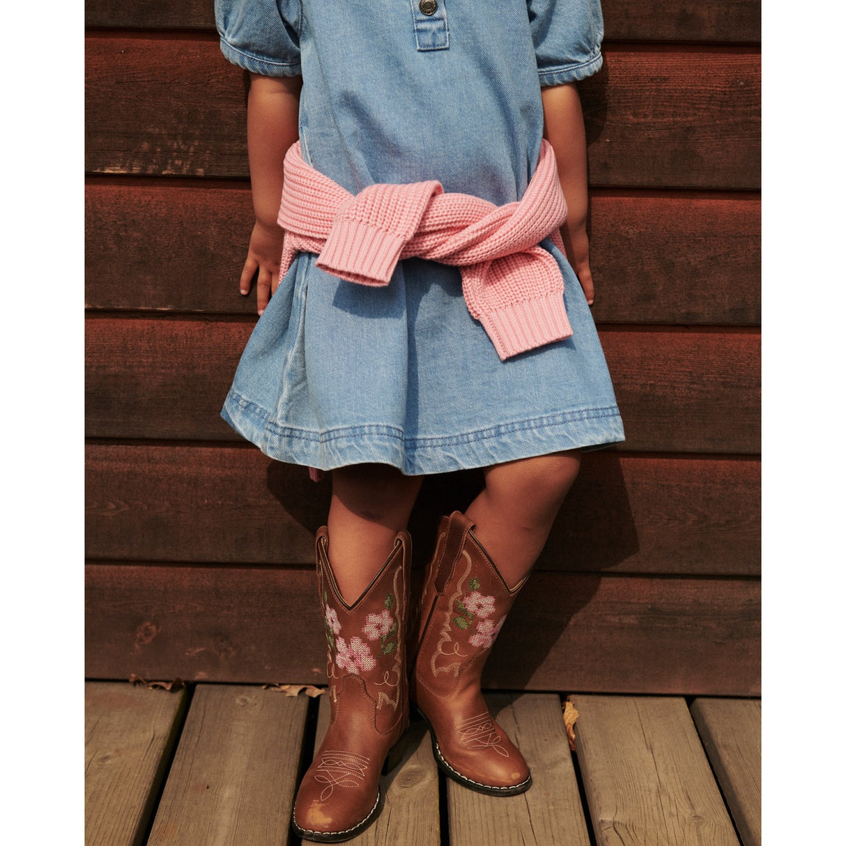 COPENHAGEN COLORS Cognac Leather Limited Cowboy Stövlar High - Brown Flower