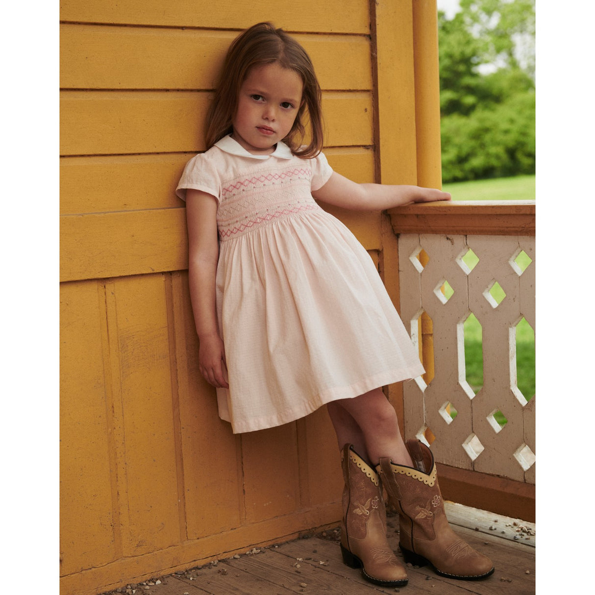 COPENHAGEN COLORS Dusty Rose Comb. Smock Klänning W. Emb.