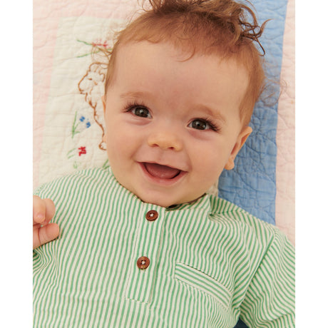 COPENHAGEN COLORS Sharp Green W Cream Stripe Seersucker Baby Sett