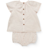 COPENHAGEN COLORS Dusty Rose W Cream Stripe W. Flower Seersucker Baby-Set W. Embroidery