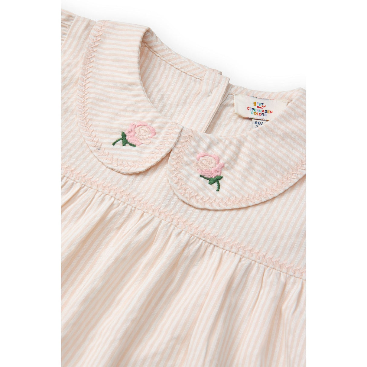 COPENHAGEN COLORS Dusty Rose W Cream Stripe Seersucker Blus W. Krage