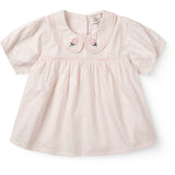 COPENHAGEN COLORS Dusty Rose W Cream Stripe Seersucker Blus W. Krage