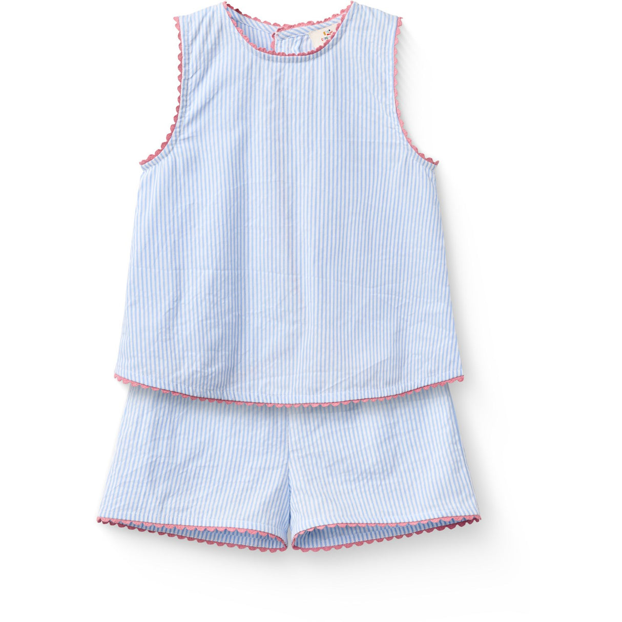 COPENHAGEN COLORS Sky Blue W Cream Stripe Seersucker Deco Sett