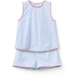 COPENHAGEN COLORS Sky Blue W Cream Stripe Seersucker Deco Sett