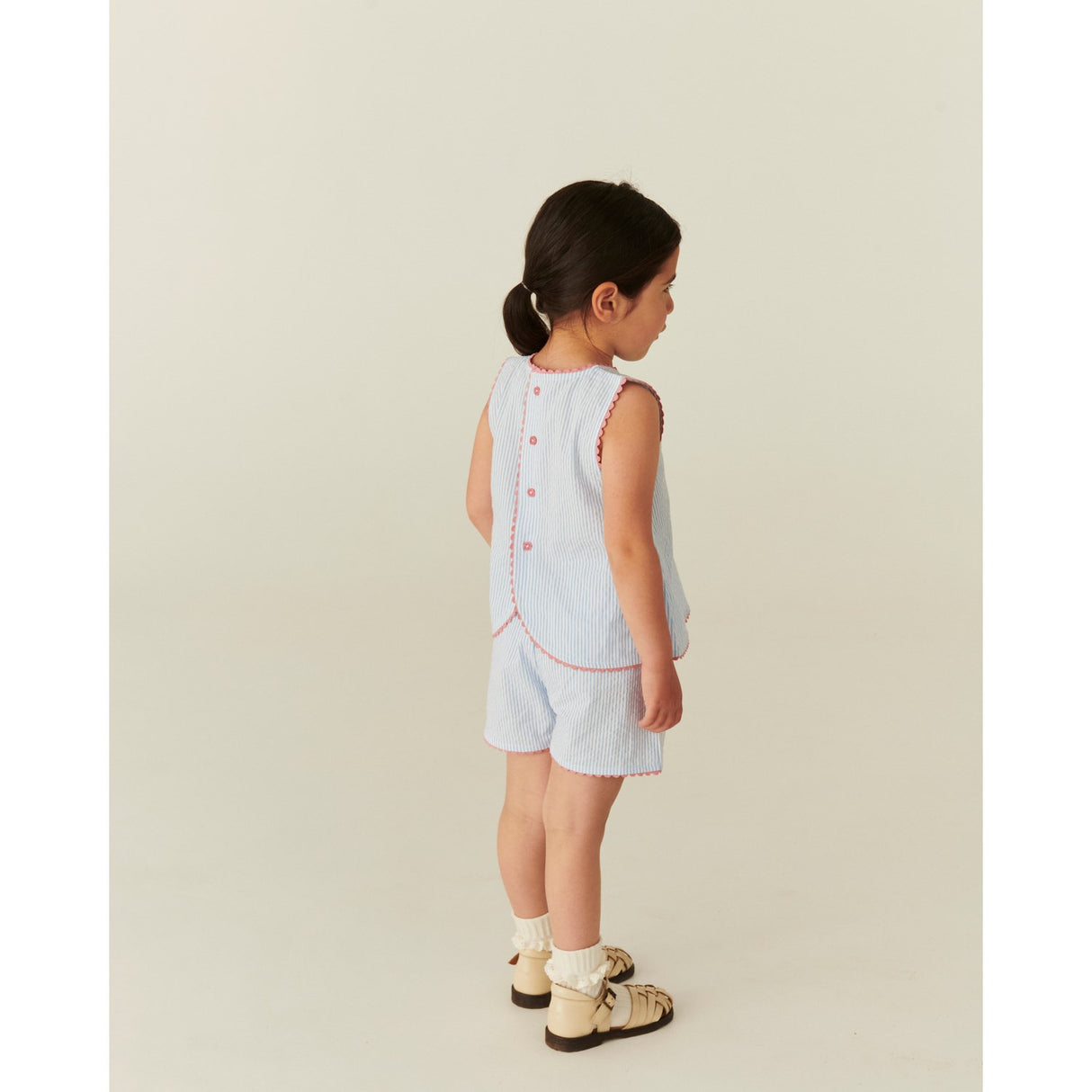 COPENHAGEN COLORS Sky Blue W Cream Stripe Seersucker Deco Sett