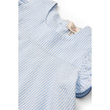 COPENHAGEN COLORS Sky Blue W Cream Stripe W Ocean Blue Seersucker Klänning W. Frill Ärmar