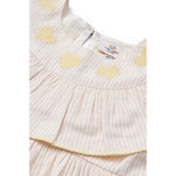 COPENHAGEN COLORS Dusty Rose W Cream Stripe W Yellow Seersucker Klänning W. Heart