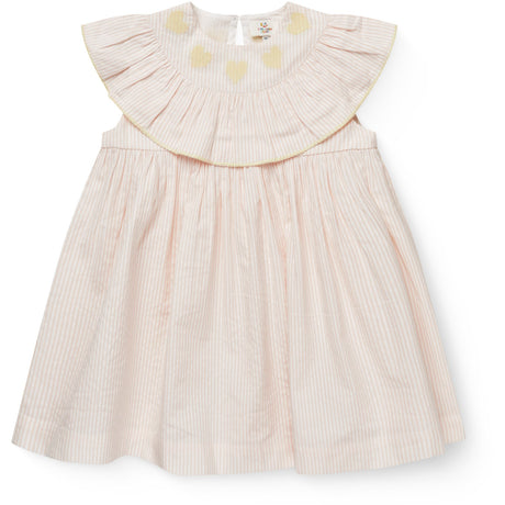 COPENHAGEN COLORS Dusty Rose W Cream Stripe W Yellow Seersucker Klänning W. Heart
