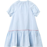 COPENHAGEN COLORS Sky Blue W Cream Stripe Seersucker Klänning W. Pockets