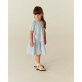 COPENHAGEN COLORS Sky Blue W Cream Stripe Seersucker Klänning W. Pockets