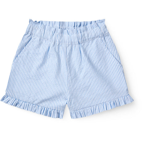 COPENHAGEN COLORS Sky Blue W Cream Stripe Seersucker Girly Shorts