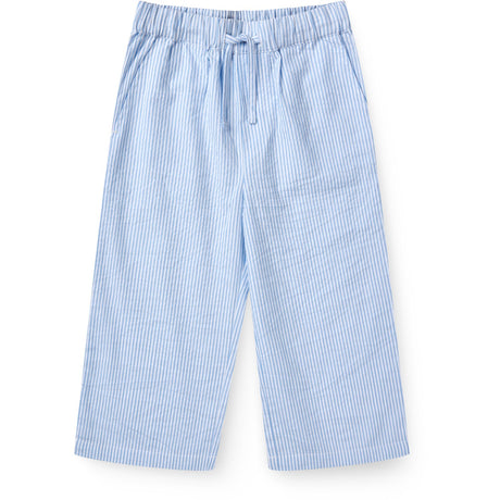 COPENHAGEN COLORS Sky Blue W Cream Stripe Seersucker Pajama Byxor