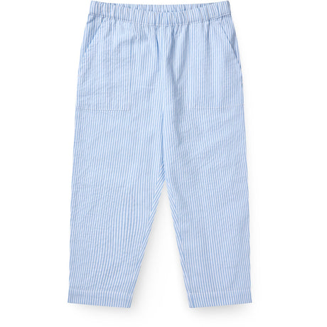 COPENHAGEN COLORS Sky Blue W Cream Stripe Seersucker Byxor