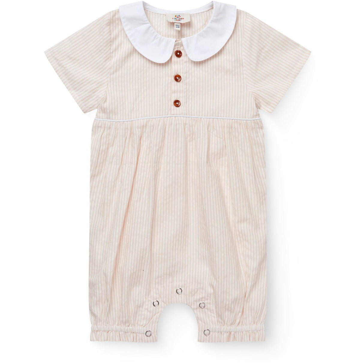COPENHAGEN COLORS Dusty Rose W Cream Stripe Seersucker Romper W. Krage