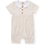 COPENHAGEN COLORS Dusty Rose W Cream Stripe Seersucker Romper W. Krage
