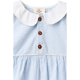 COPENHAGEN COLORS Sky Blue W Cream Stripe Seersucker Romper W. Krage