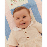 COPENHAGEN COLORS Dusty Rose W Cream Stripe Seersucker Romper W. Krage
