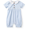 COPENHAGEN COLORS Sky Blue W Cream Stripe Seersucker Romper W. Krage