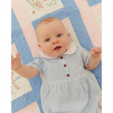 COPENHAGEN COLORS Sky Blue W Cream Stripe Seersucker Romper W. Krage