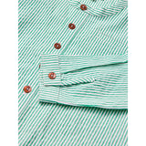 COPENHAGEN COLORS Sharp Green W Cream Stripe Seersucker Skjorta W. Placket
