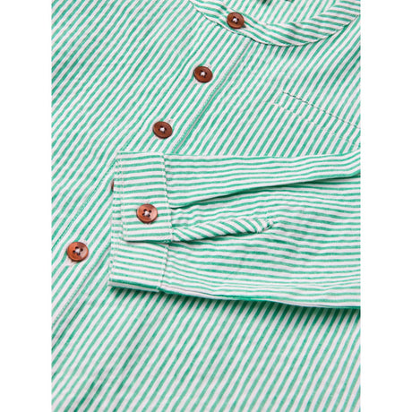 COPENHAGEN COLORS Sharp Green W Cream Stripe Seersucker Skjorta W. Placket